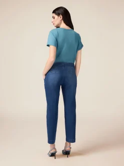 Jeans chino con cintura e fibbia gioiello