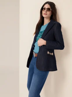 Jeans chino con cintura e fibbia gioiello