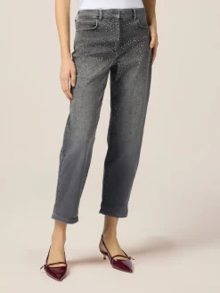 Jeans regular con applicazioni di strass