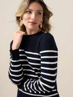 Maglia a righe con bottoni metallici