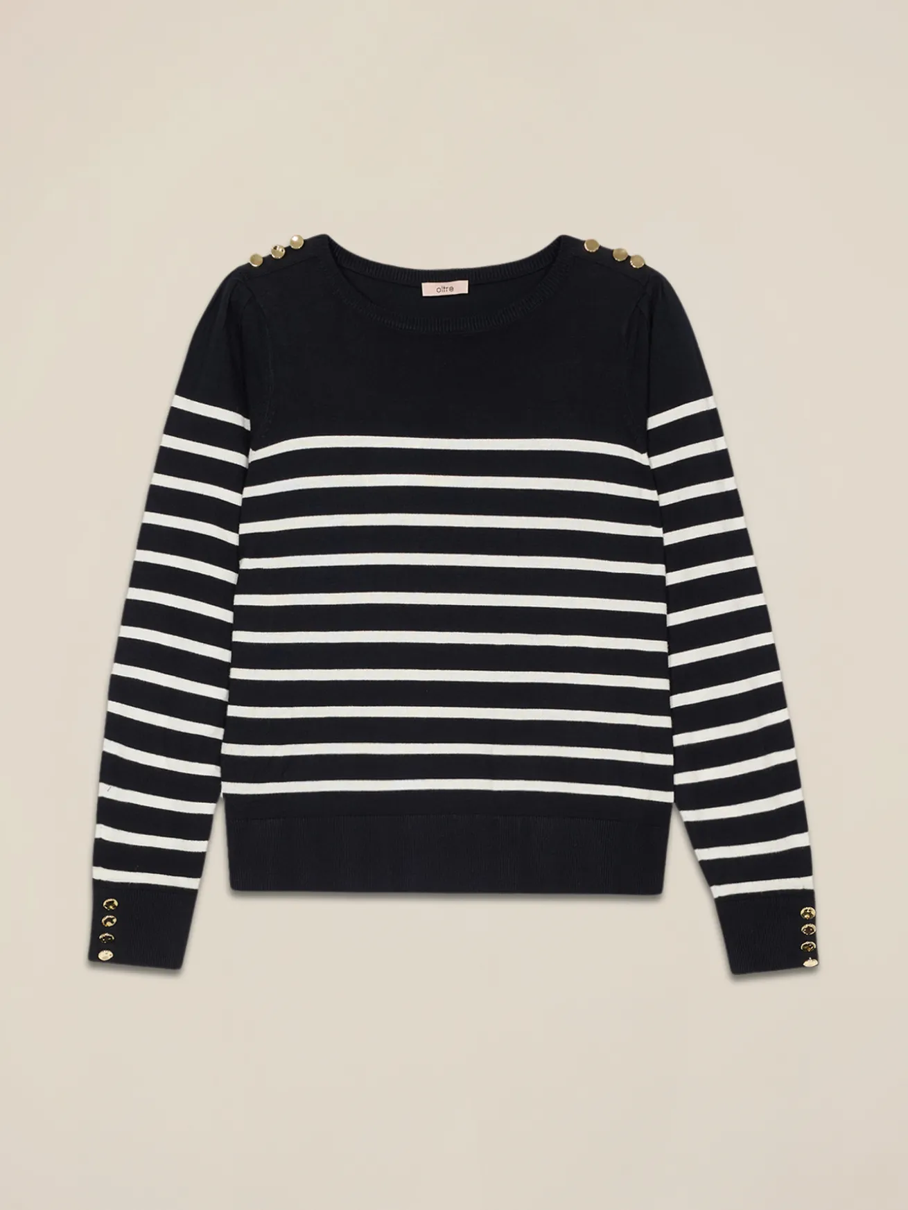 Maglia a righe con bottoni metallici