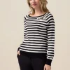 Maglia a righe con ricamo gioiello