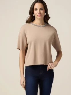 Maglia boxy con ricamo gioiello