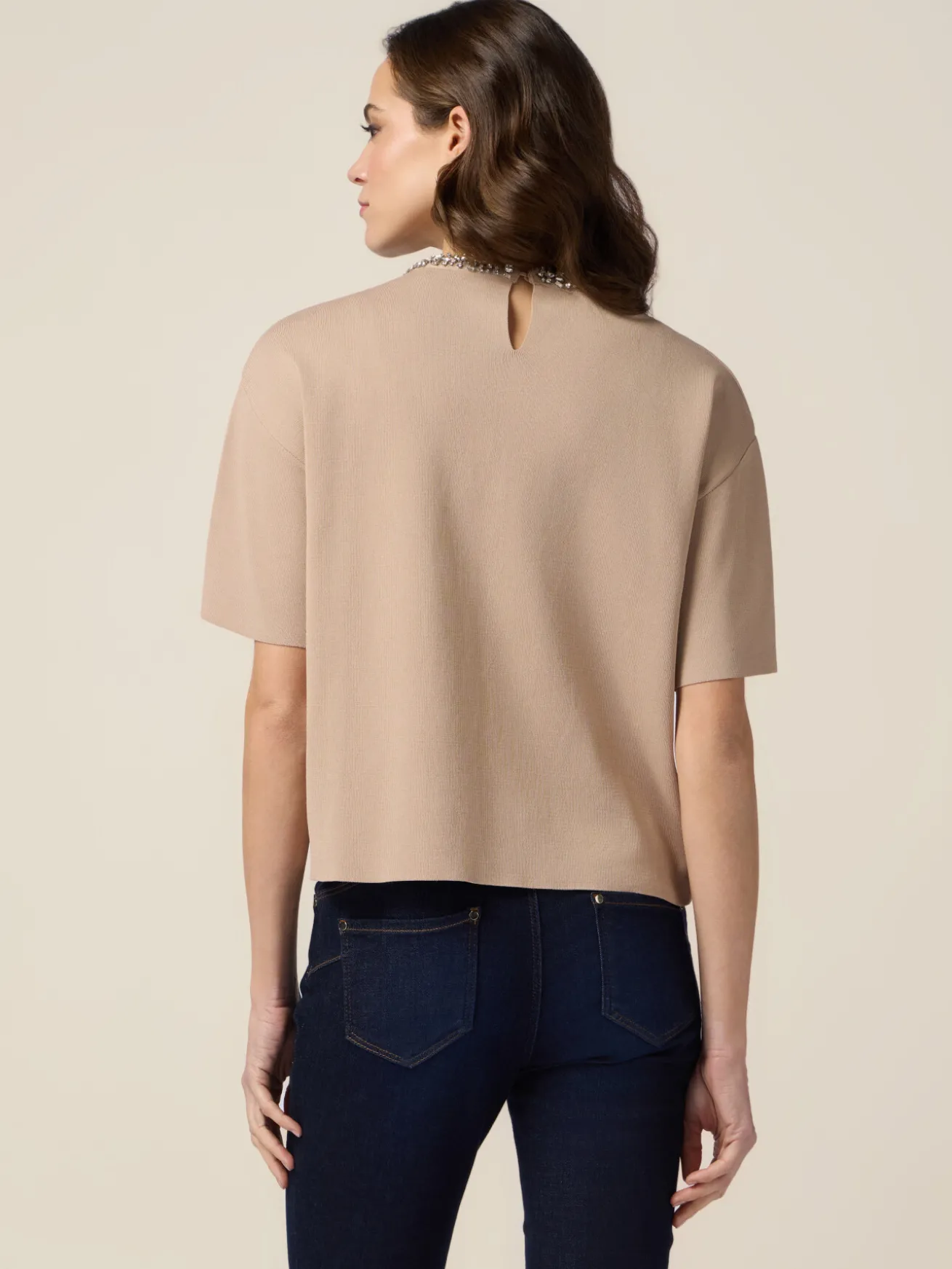 Maglia boxy con ricamo gioiello