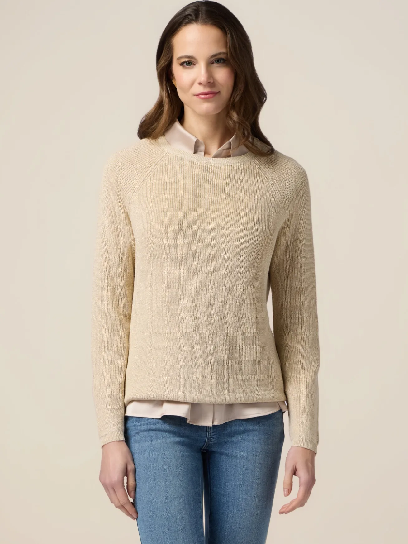 Maglia girocollo lurex con bottoni dietro
