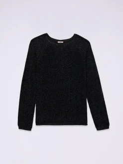 Maglia girocollo lurex con bottoni dietro