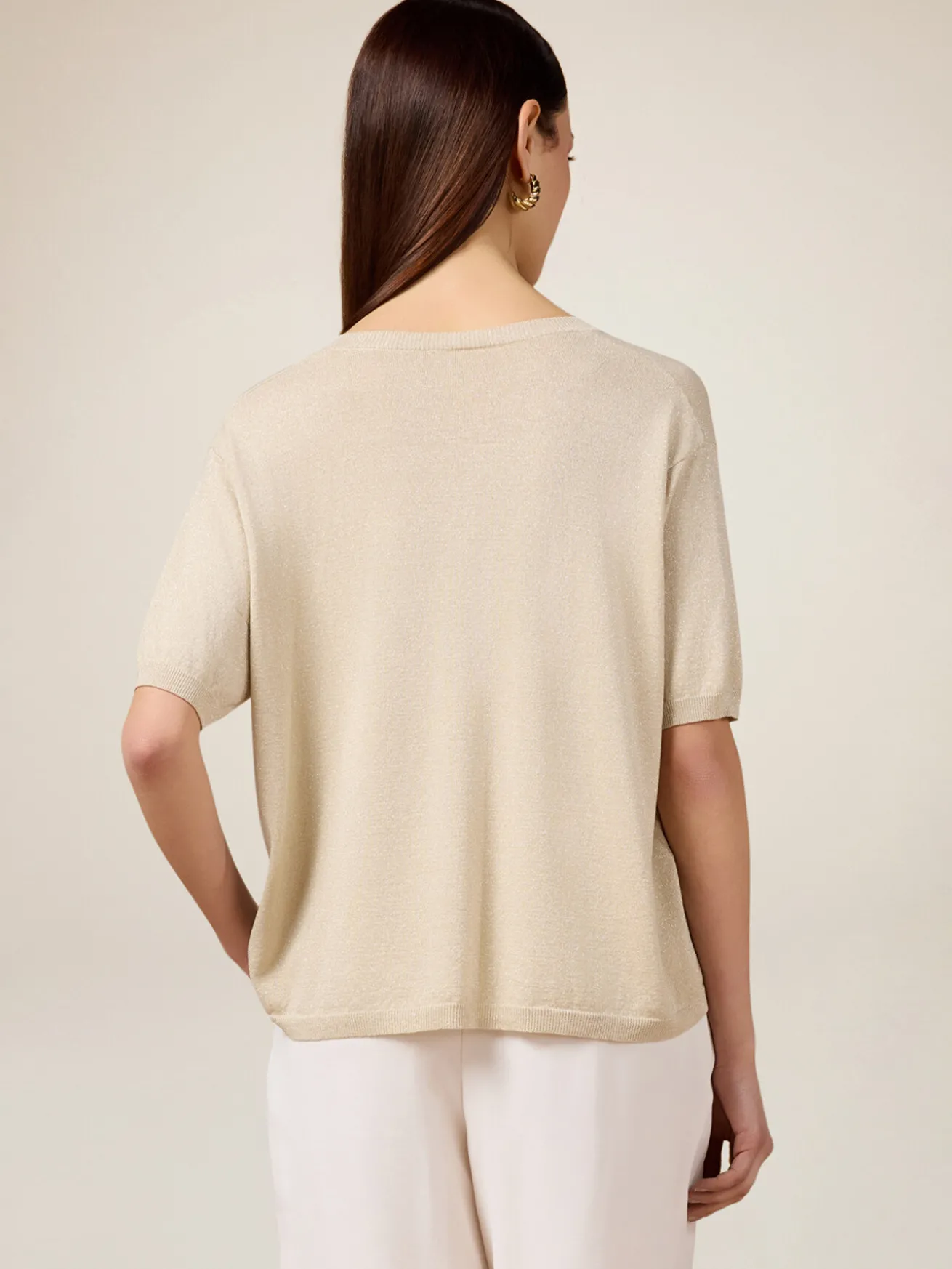 Maglia lurex con scollo a V