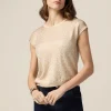 Maglia maniche corte con ricamo in paillettes