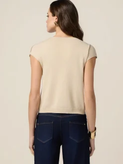 Maglia maniche corte con ricamo in paillettes
