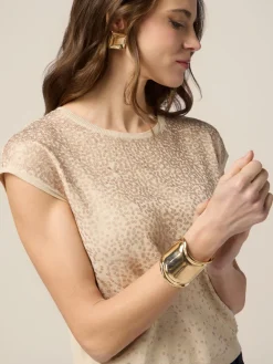 Maglia maniche corte con ricamo in paillettes