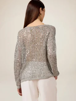 Maglia traforata con paillettes