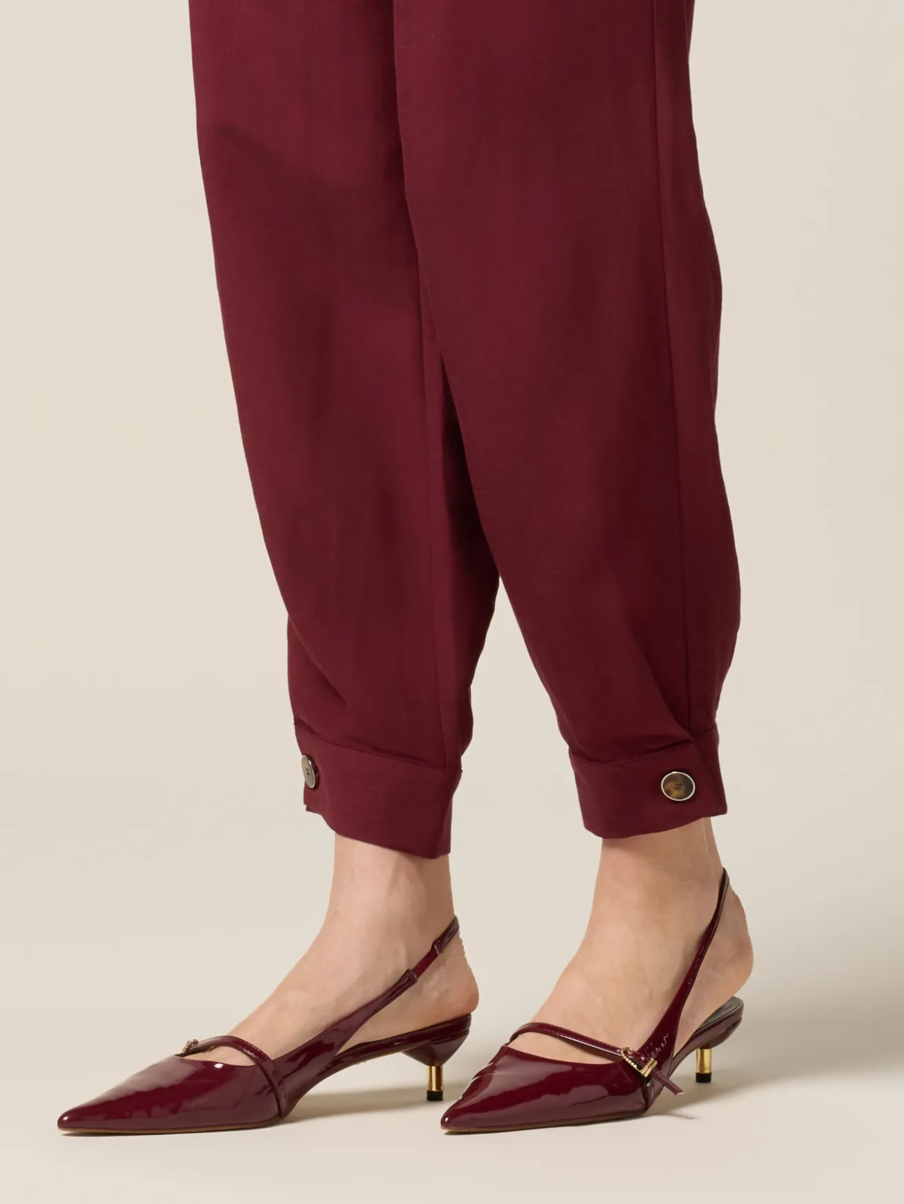 Pantaloni baggy in lino/viscosa