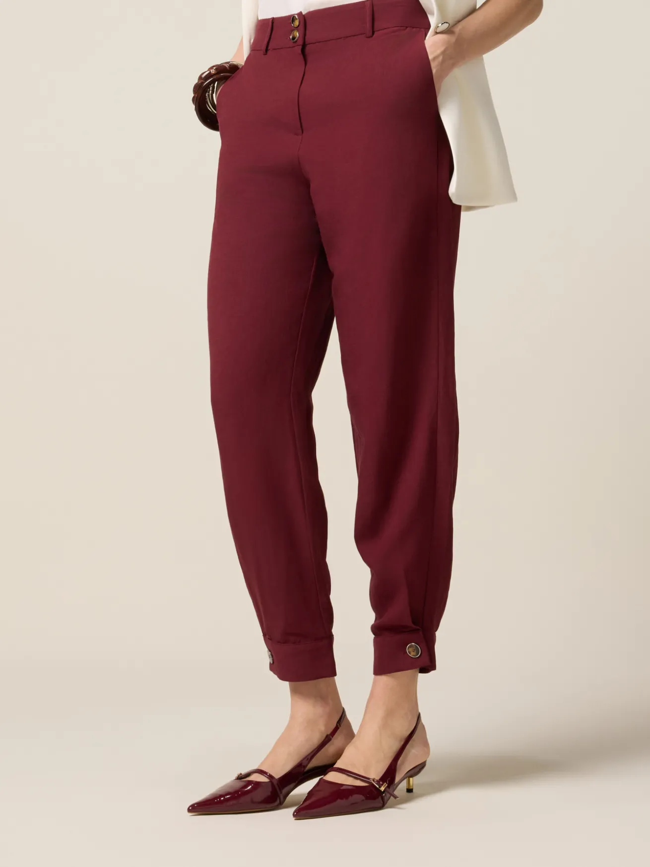 Pantaloni baggy in lino/viscosa