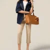 Pantaloni boyslim in cotone/lyocell