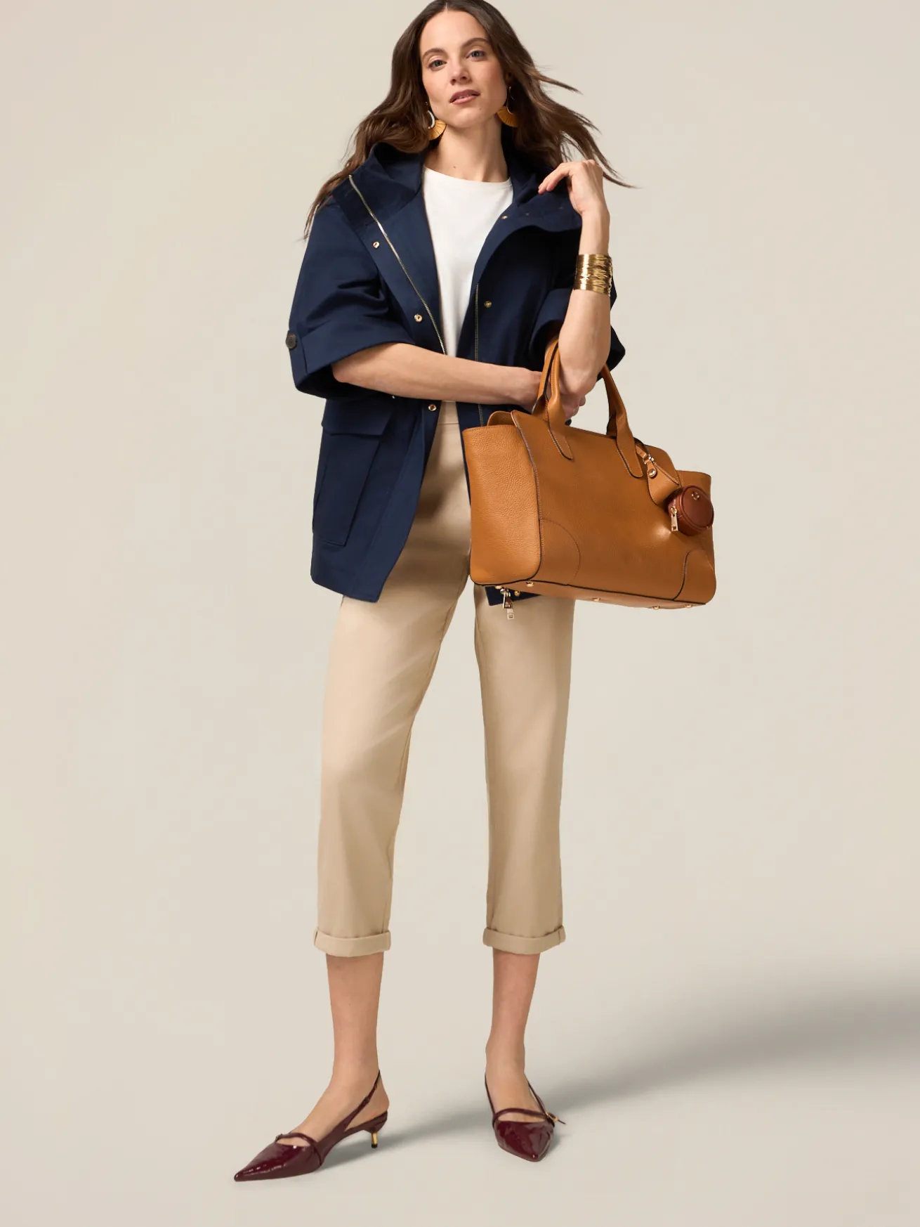 Pantaloni boyslim in cotone/lyocell
