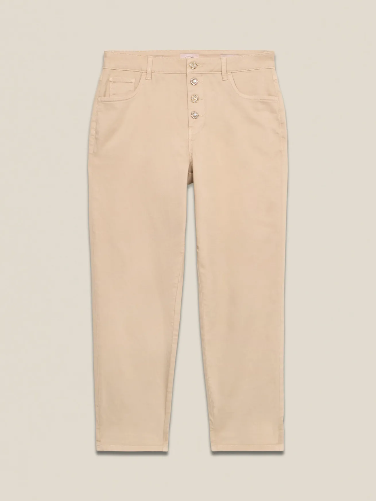 Pantaloni boyslim in cotone/lyocell