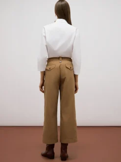 Pantaloni palazzo in drill misto cotone
