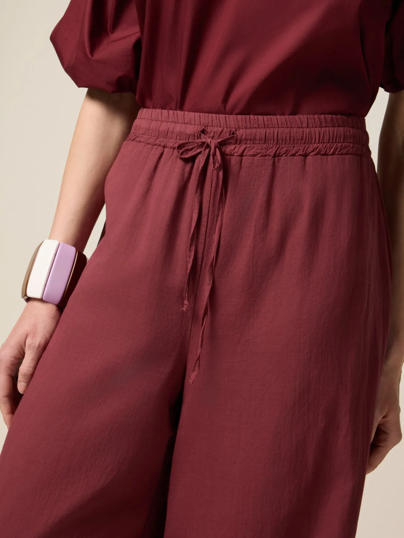 Pantaloni palazzo in mussola di cotone