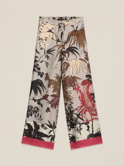 Pantaloni palazzo in raso fantasia