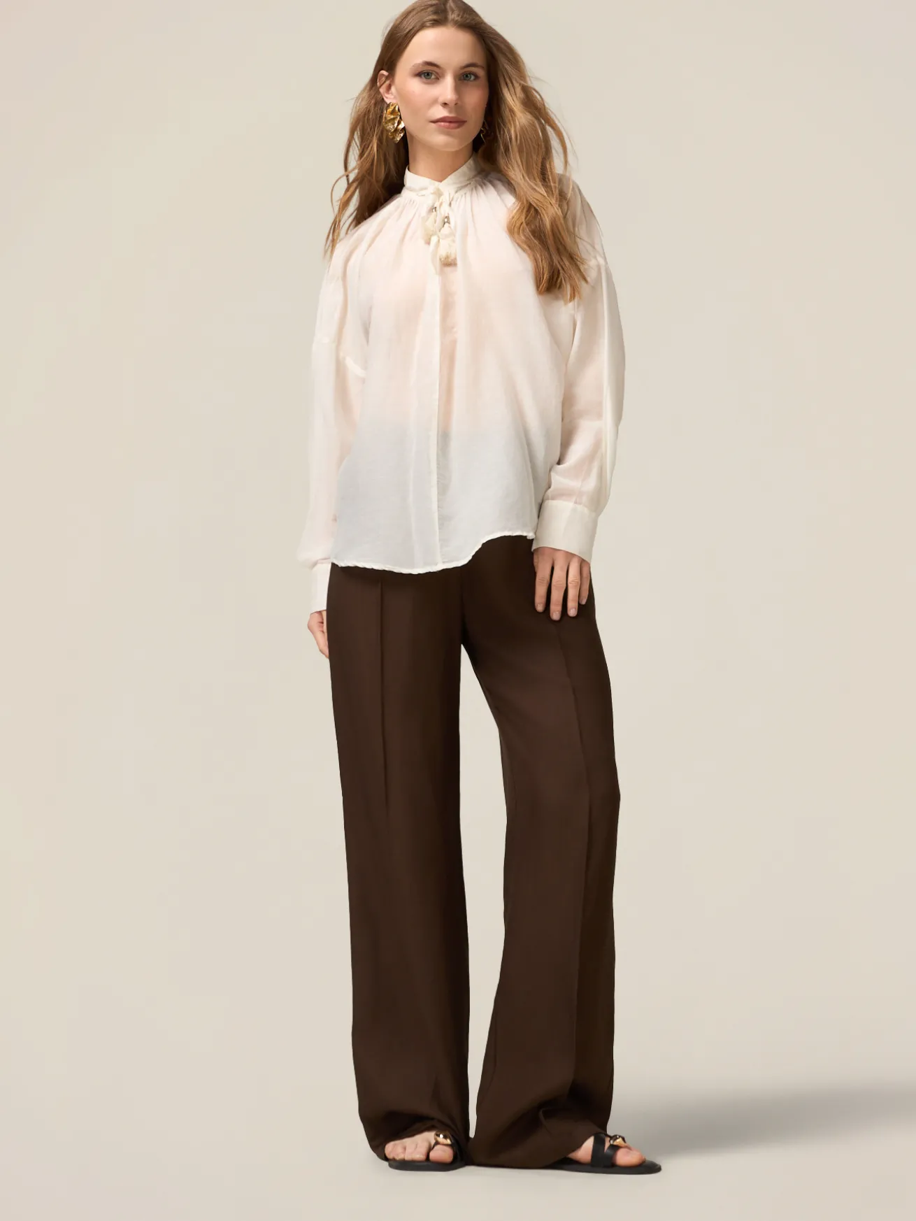 Pantaloni palazzo misto lino