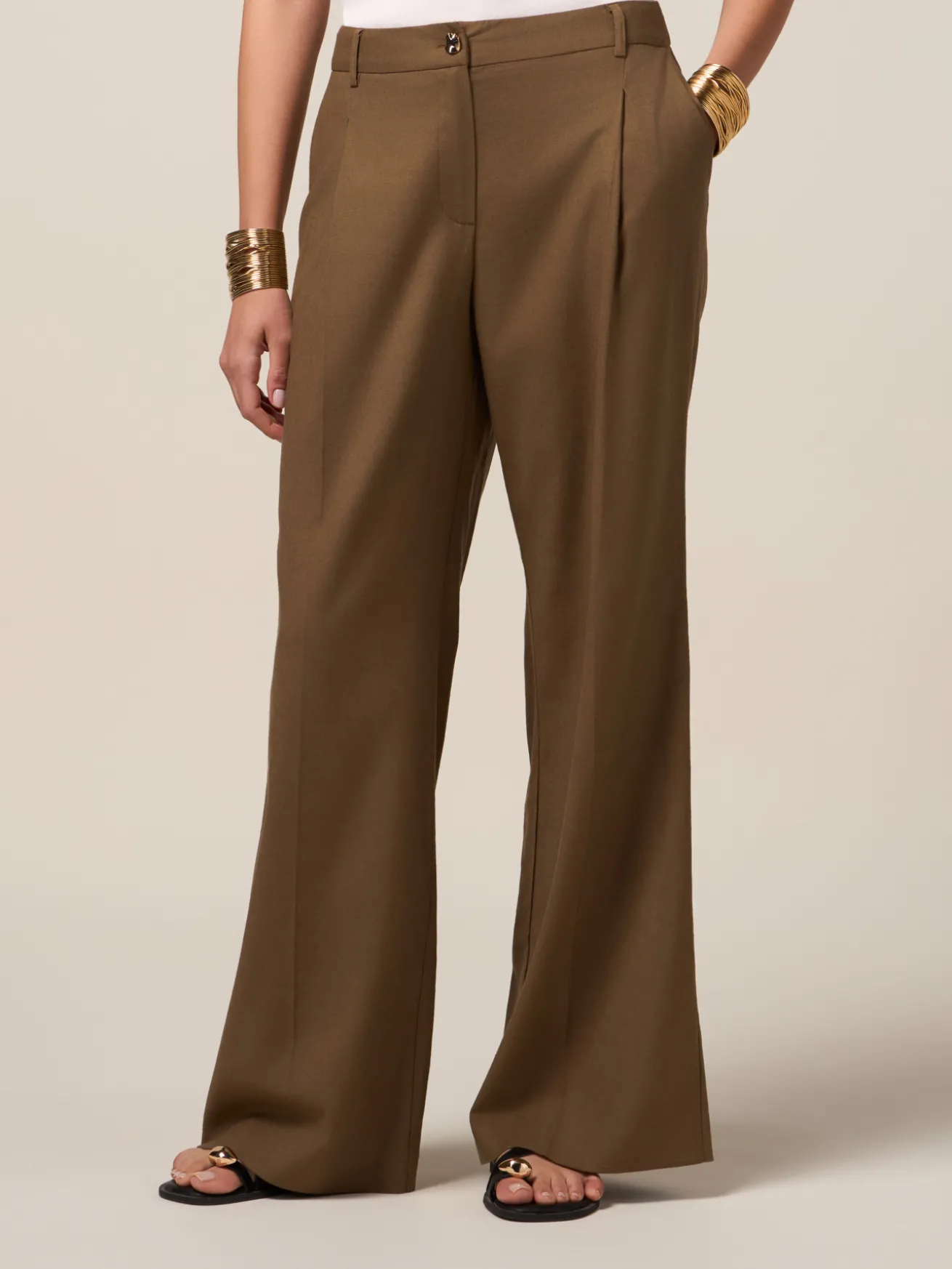 Pantaloni palazzo misto lino