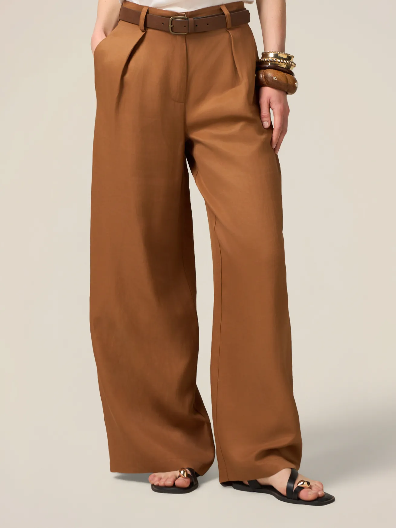 Pantaloni palazzo misto lino