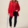 Pantaloni skinny in cotone e tencel con bottone gioiello