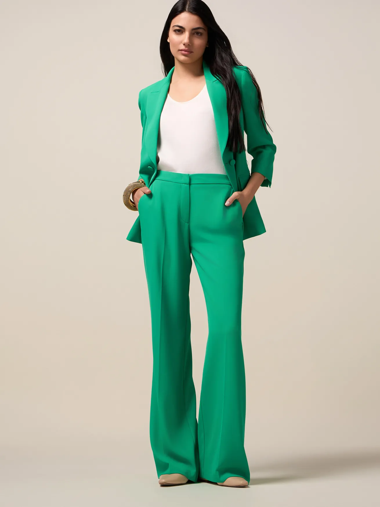 Pantaloni wide leg in tessuto fluido