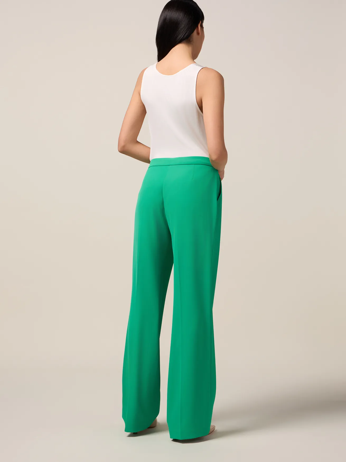 Pantaloni wide leg in tessuto fluido