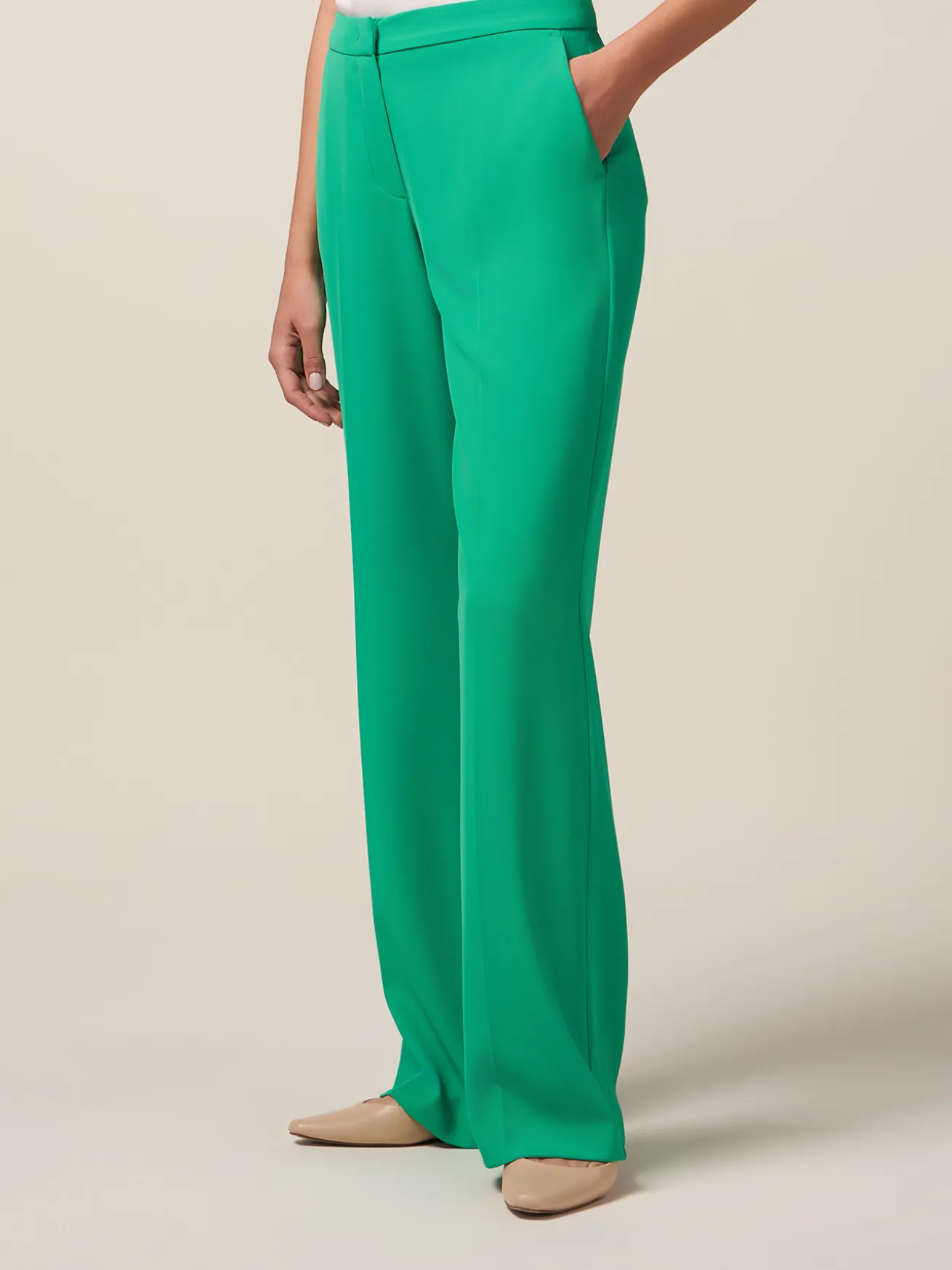 Pantaloni wide leg in tessuto fluido