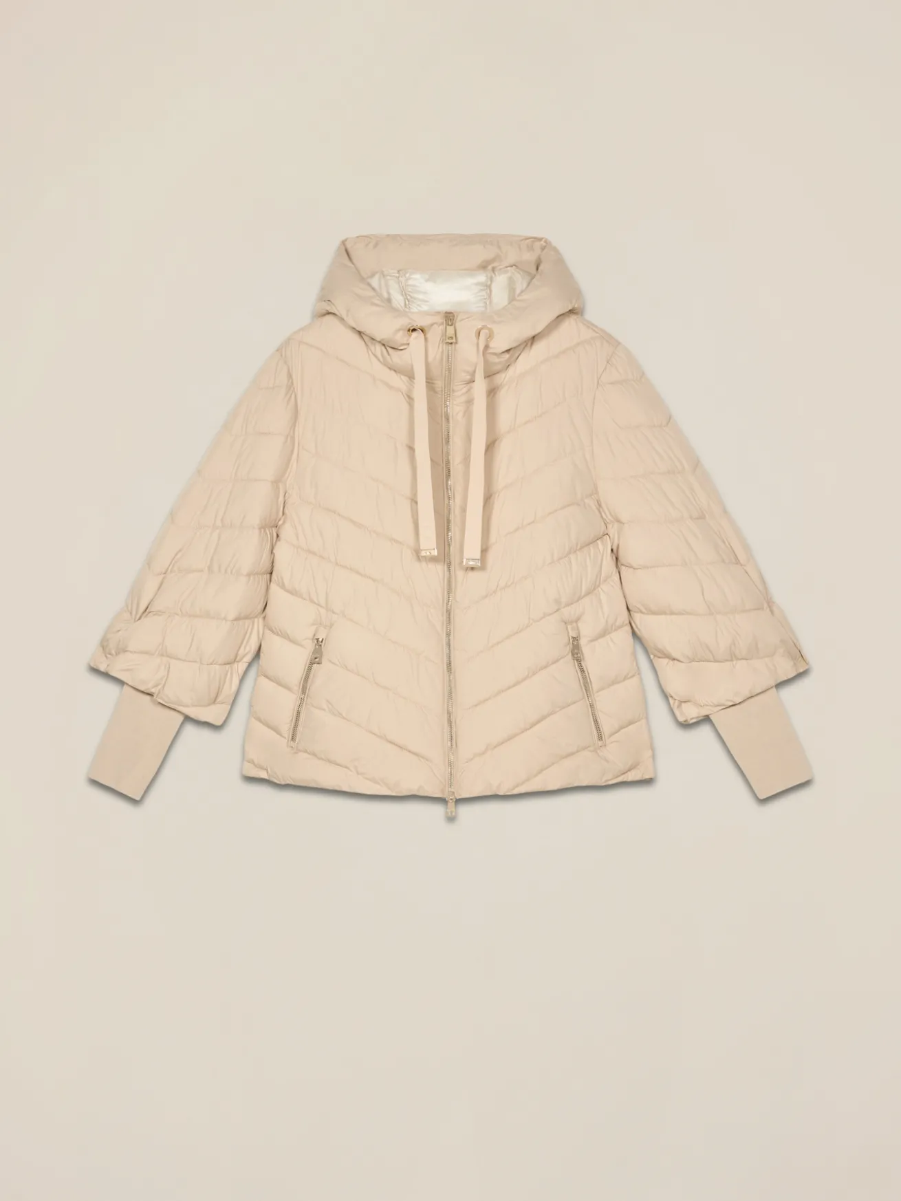 Piumino lightweight con cappuccio e polsini