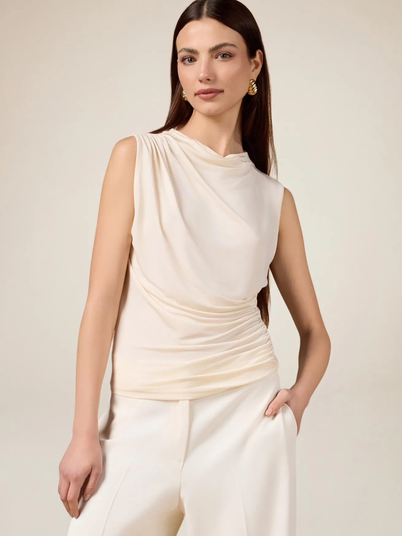 Top in jersey drappeggiato