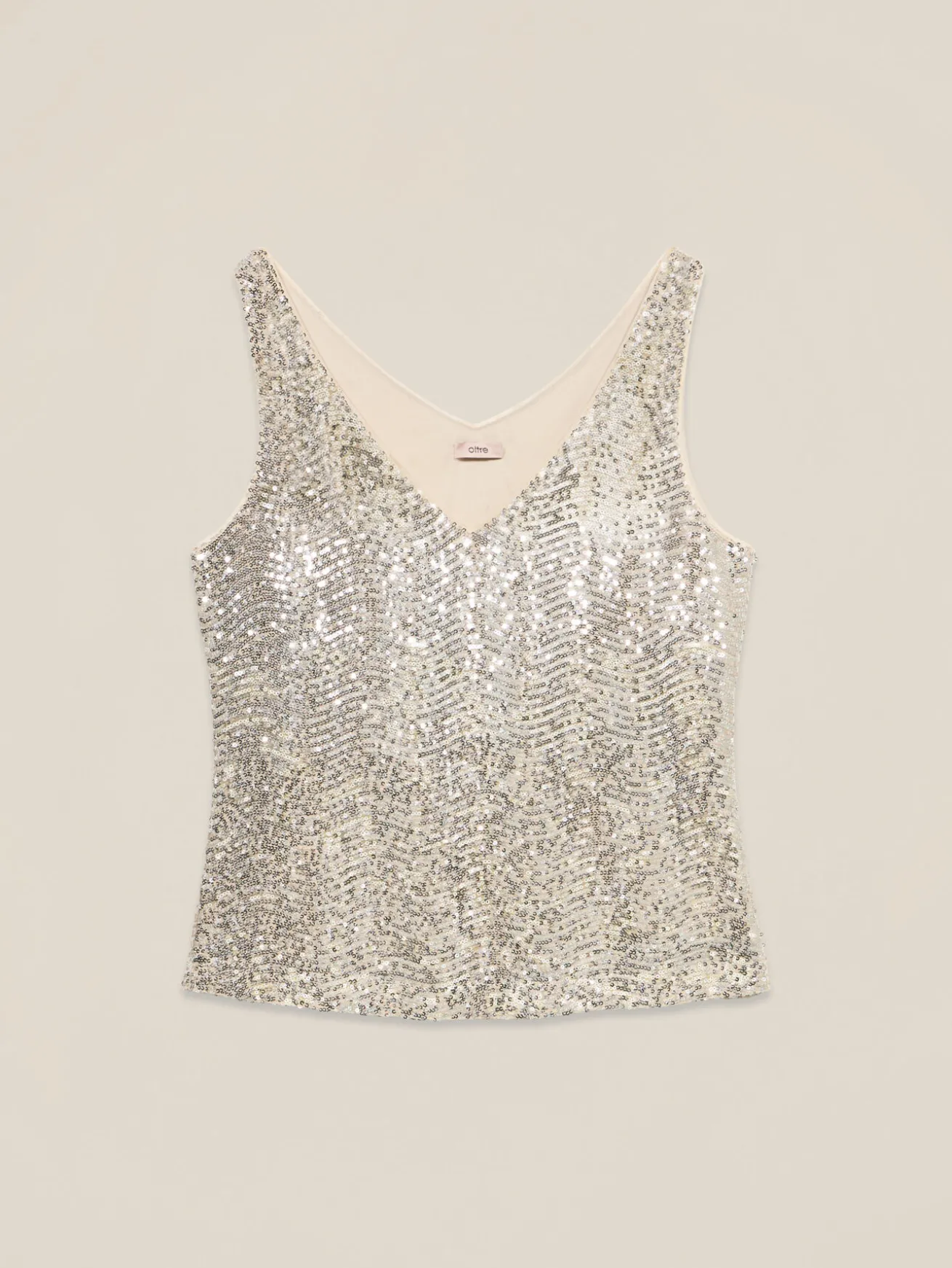 Top in tulle con paillettes