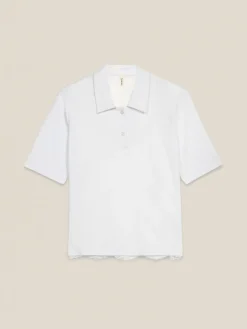 T-shirt bimaterica con inserto in pizzo