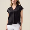 T-shirt bimaterica scollo a V
