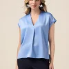 T-shirt bimaterica scollo a V