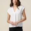 T-shirt bimaterica scollo a V