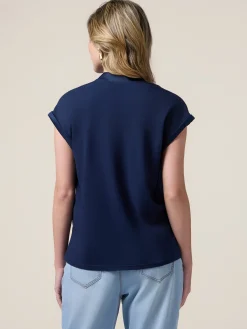 T-shirt bimaterica scollo a V