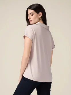 T-shirt bimaterica scollo a V