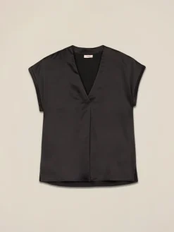 T-shirt bimaterica scollo a V