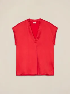 T-shirt bimaterica scollo a V