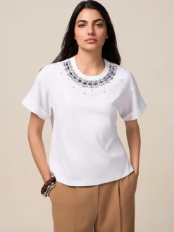 T-shirt con decorazione gioiello