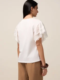 T-shirt con maniche smerlate