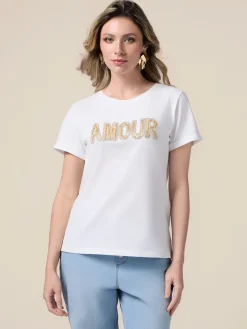 T-shirt con patch gioiello