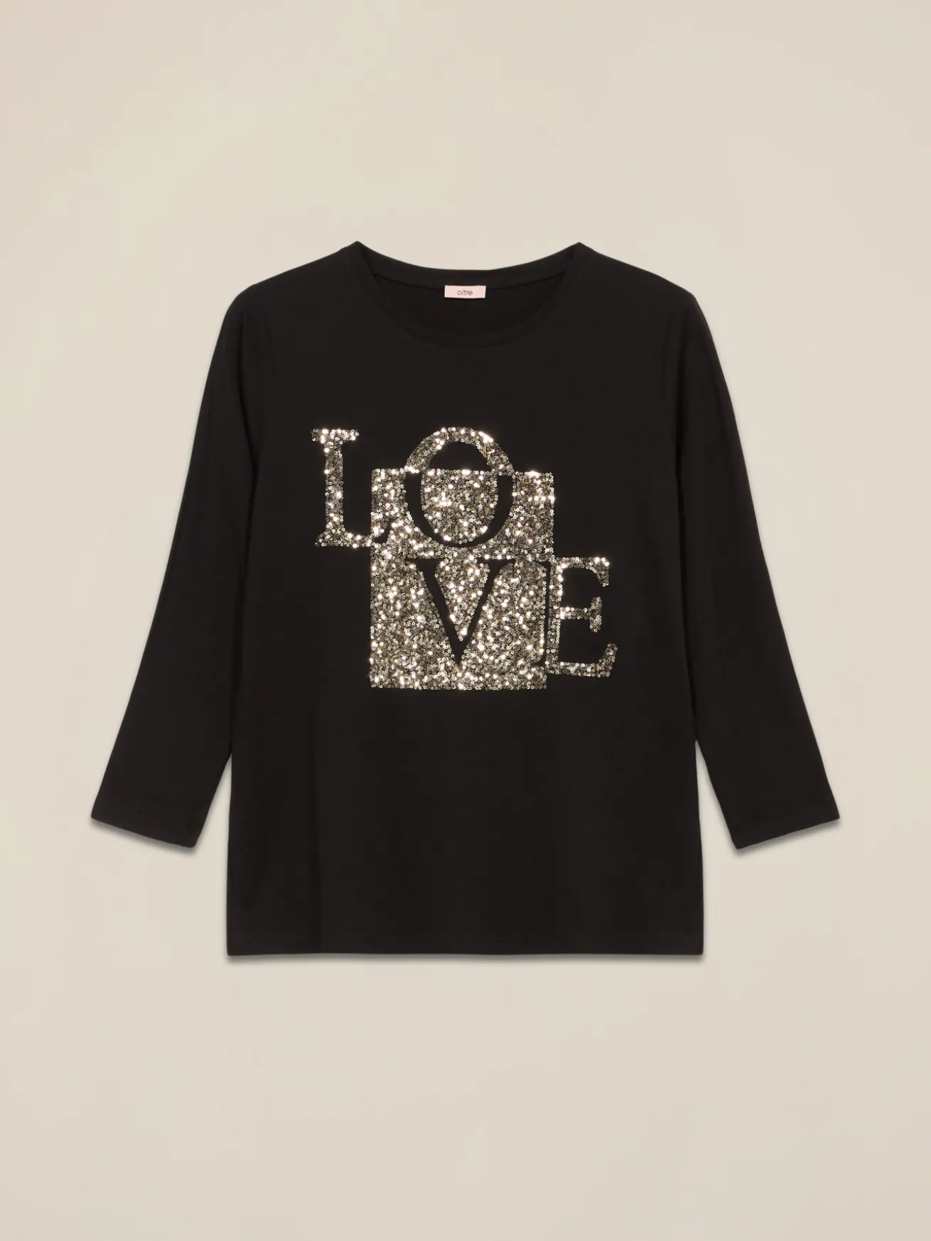 T-shirt con ricamo in paillettes