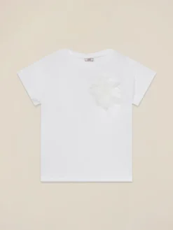 T-shirt con spilla a fiore
