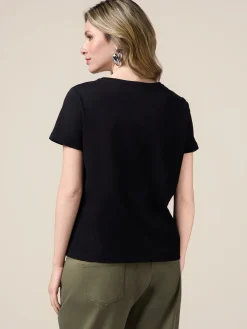 T-shirt in cotone con ricamo gioiello