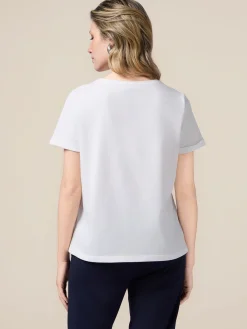 T-shirt in cotone con ricamo gioiello