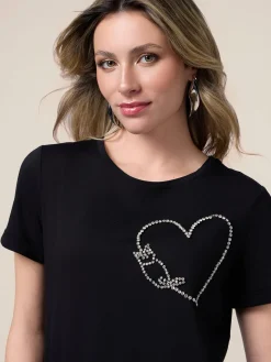 T-shirt in cotone con ricamo gioiello