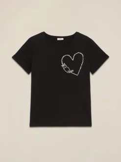 T-shirt in cotone con ricamo gioiello